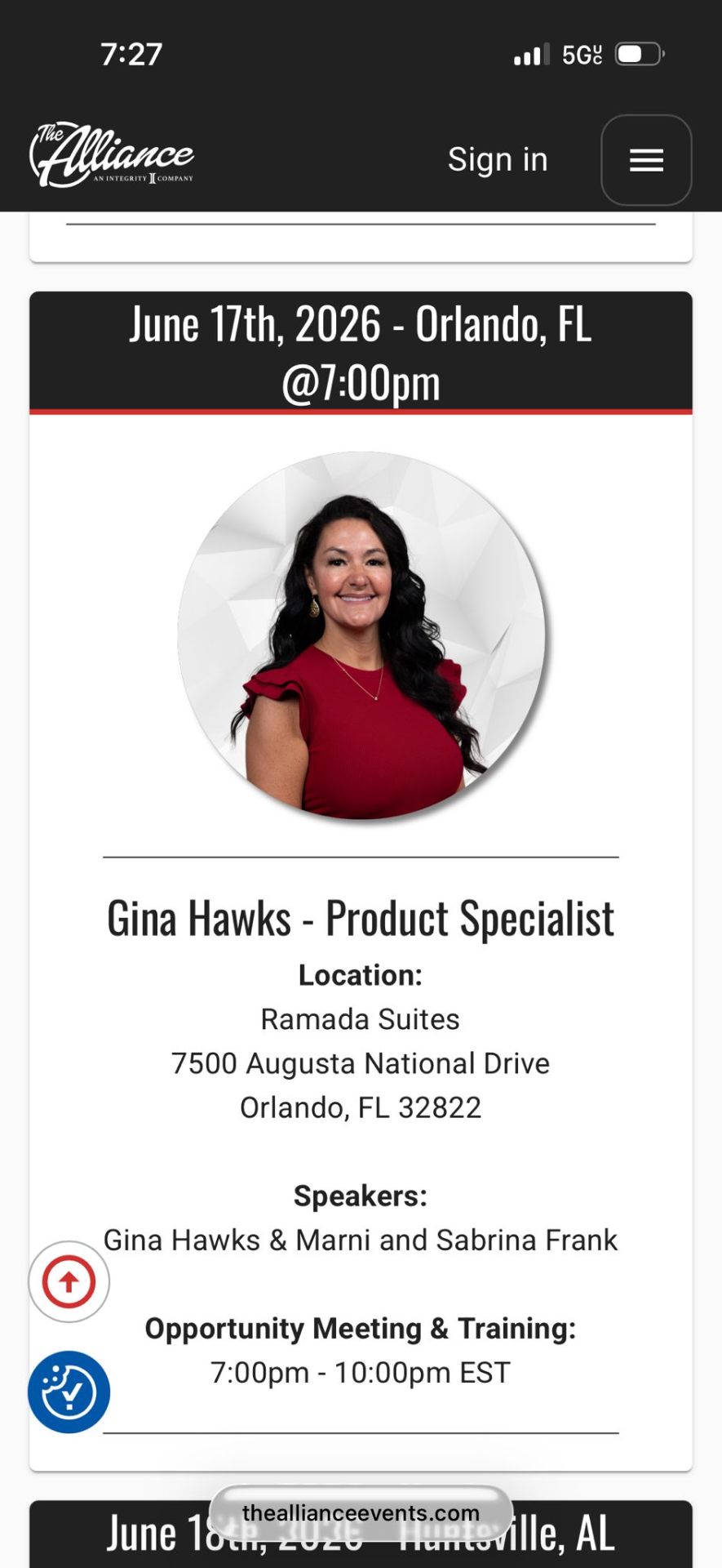 Gina Hawks, Product Specialist and event host
